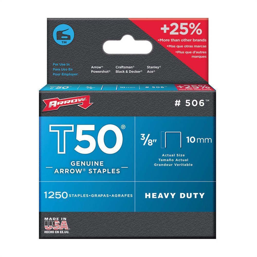 3/8" UPHOLSTERY HEAVY DUTY STAPLES PACK OF 1250 x GENUINE ARROW T50 10mm 