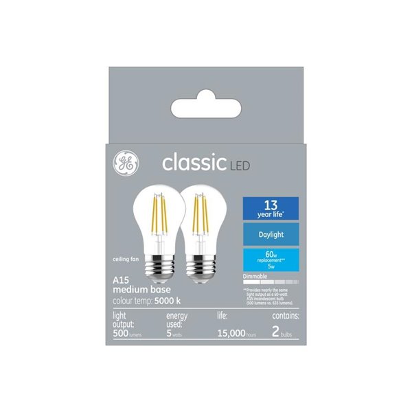 Ge Classic Daylight 60 W Replacement Led Clear Ceiling Fan Medium Base A15 Light Bulbs 2 Pack Lowe S Canada - How To Replace Led Ceiling Fan Light Bulb