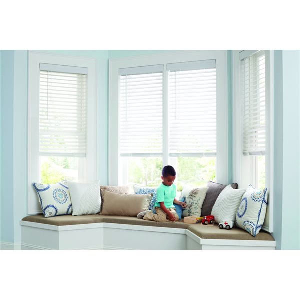 Allen Roth Ar 46 In W X 48 H 2 Trim At Home Cordless Faux Wood Blind White Lowe S Canada - How To Remove Home Decorators Collection Blinds