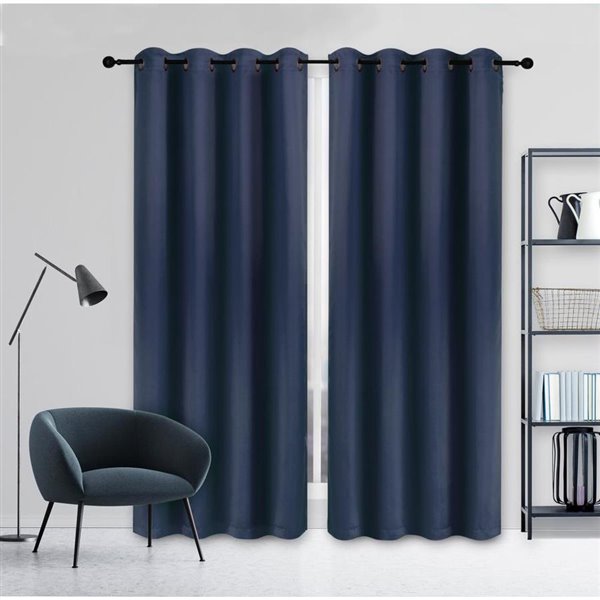 Total Blackout Curtain 54 Inx84, White And Navy Curtains Canada